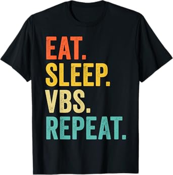 Vintage Eat Sleep VBS Repeat Vacation Bible School Kids Boys T-Shirt