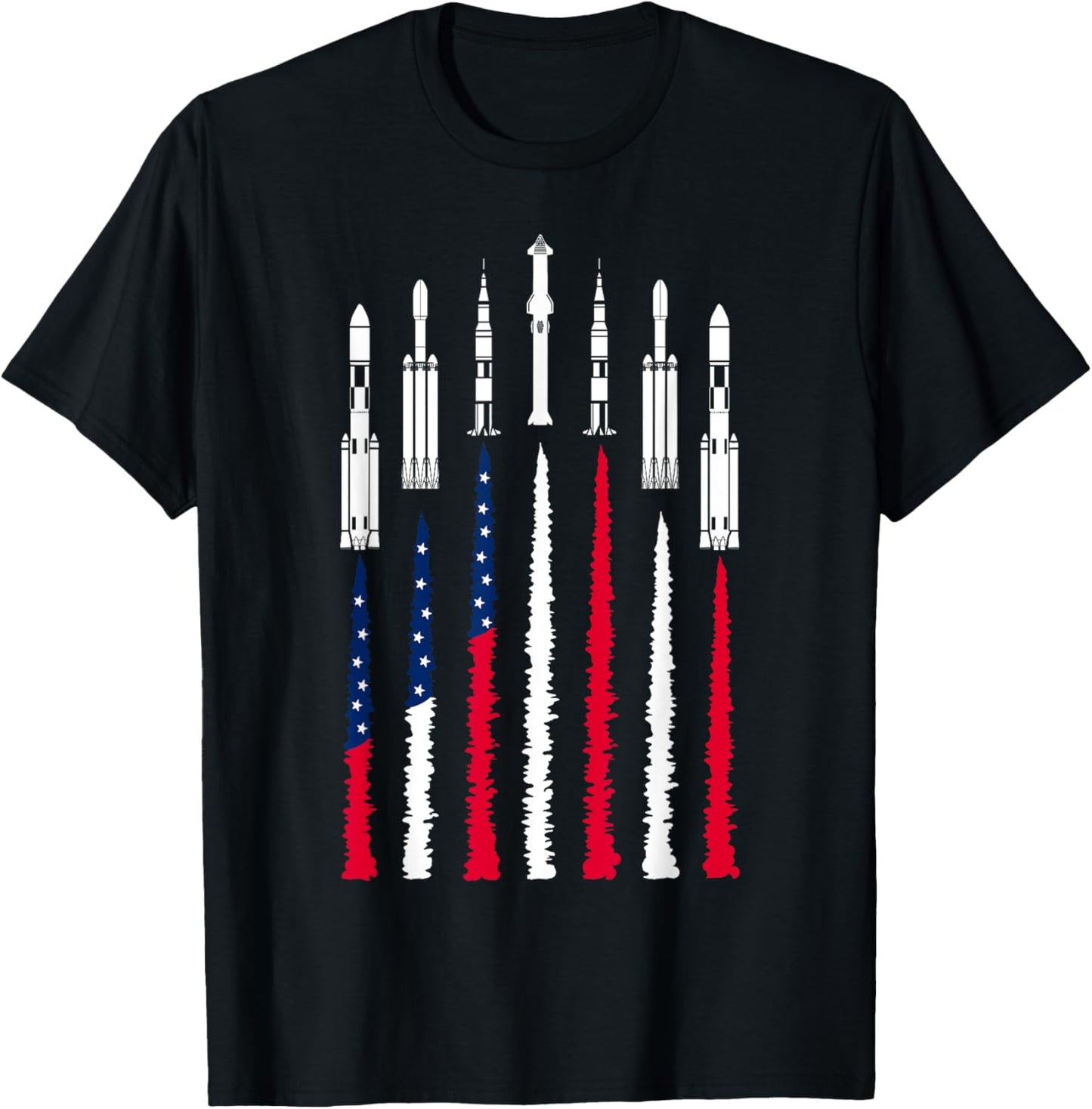 USA Space Rockets 4th of July Men Women Kids Funny Patriotic T-Shirt