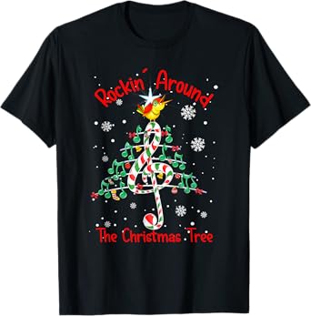 Rockin' Around The Christmas Tree Music Note Music Teacher Men Women T-Shirt