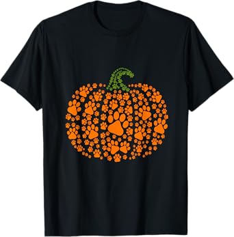 Paw Print Pumpkin Halloween Pet Lover T-Shirt