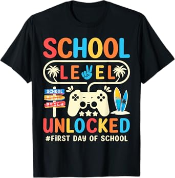 School Level Unlocked Funny First Day Of School Gaming Kids T-Shirt