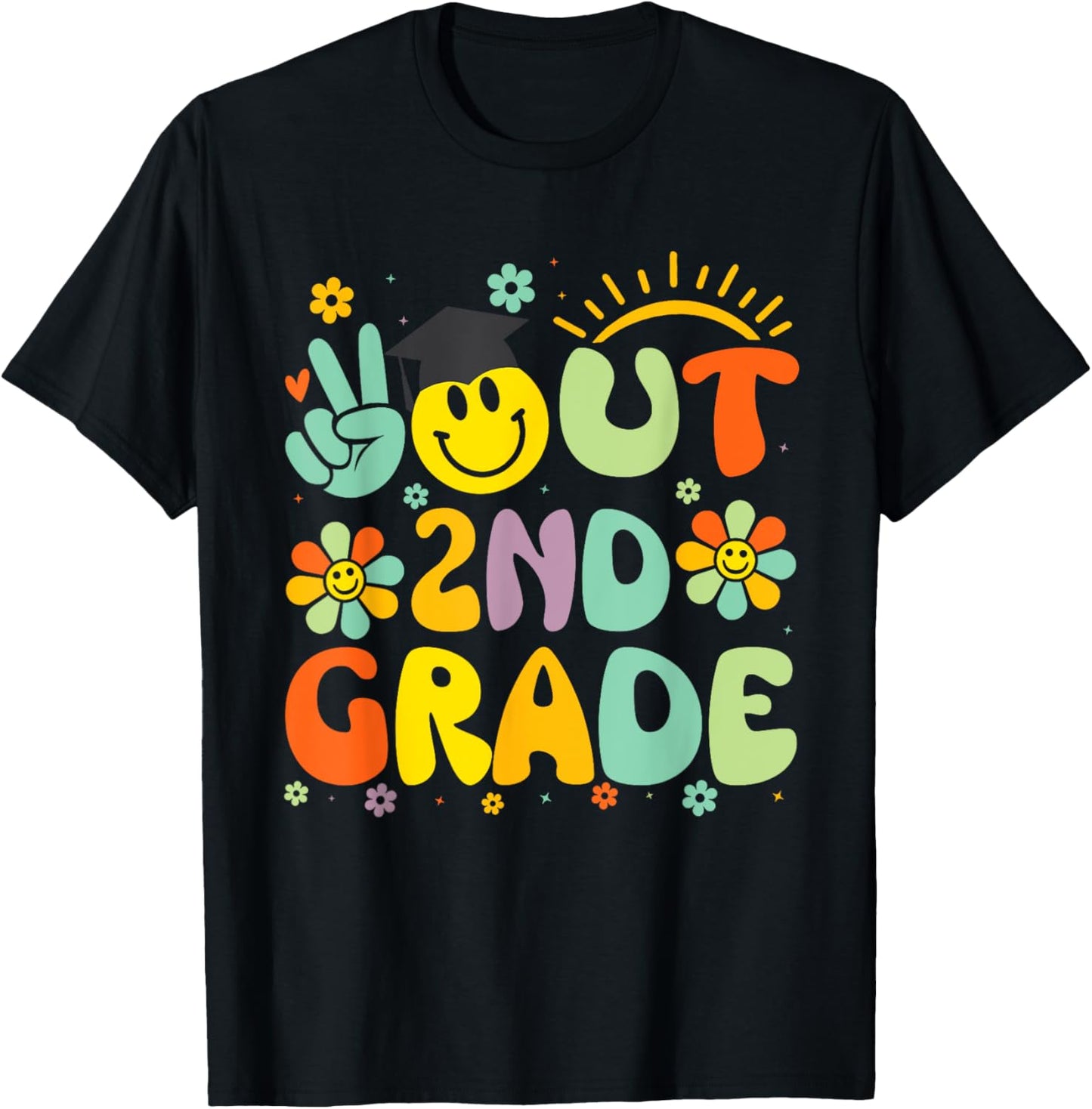 Peace Out 2nd Grade Class Of 2025 Goodbye Graduation School T-Shirt