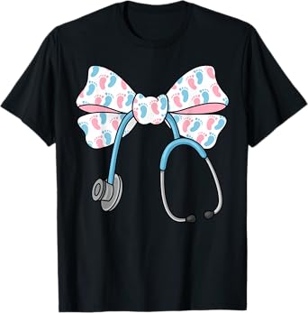 Cute Labor And Delivery Nurse Bow Stethoscope Coquette L&D T-Shirt