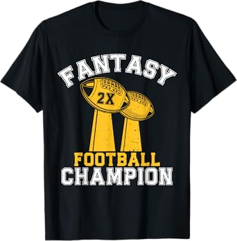 Fantasy Football 2x Champion Two Time Champ Fantasy Winner T-Shirt