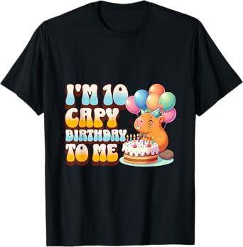 I'm 10 Capy Birthday To Me 10th Capybara Bday Party Kids T-Shirt