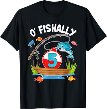O'fishally 5 Year Old Birthday Fishing 5th Birthday Party T-Shirt