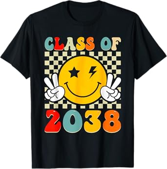 Groovy Class Of 2038 Kindergarten Grow with Me Graduation T-Shirt