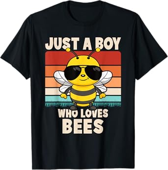 Just A Boy Who Loves Bees Funny Bee Lover Beekeeper Kids T-Shirt