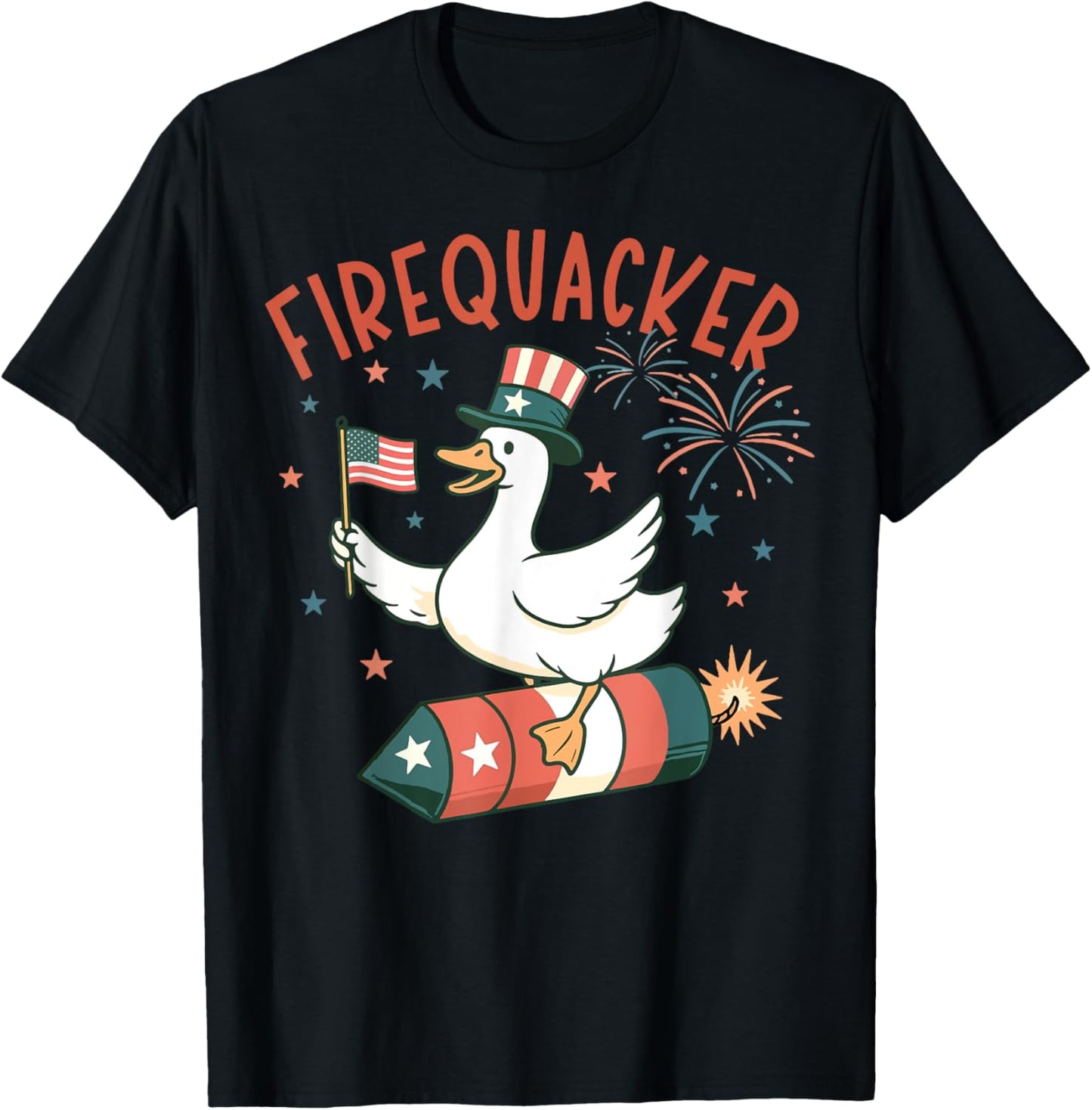 4th Of July Fire Quacker Fireworks Funny Goose T-shirt