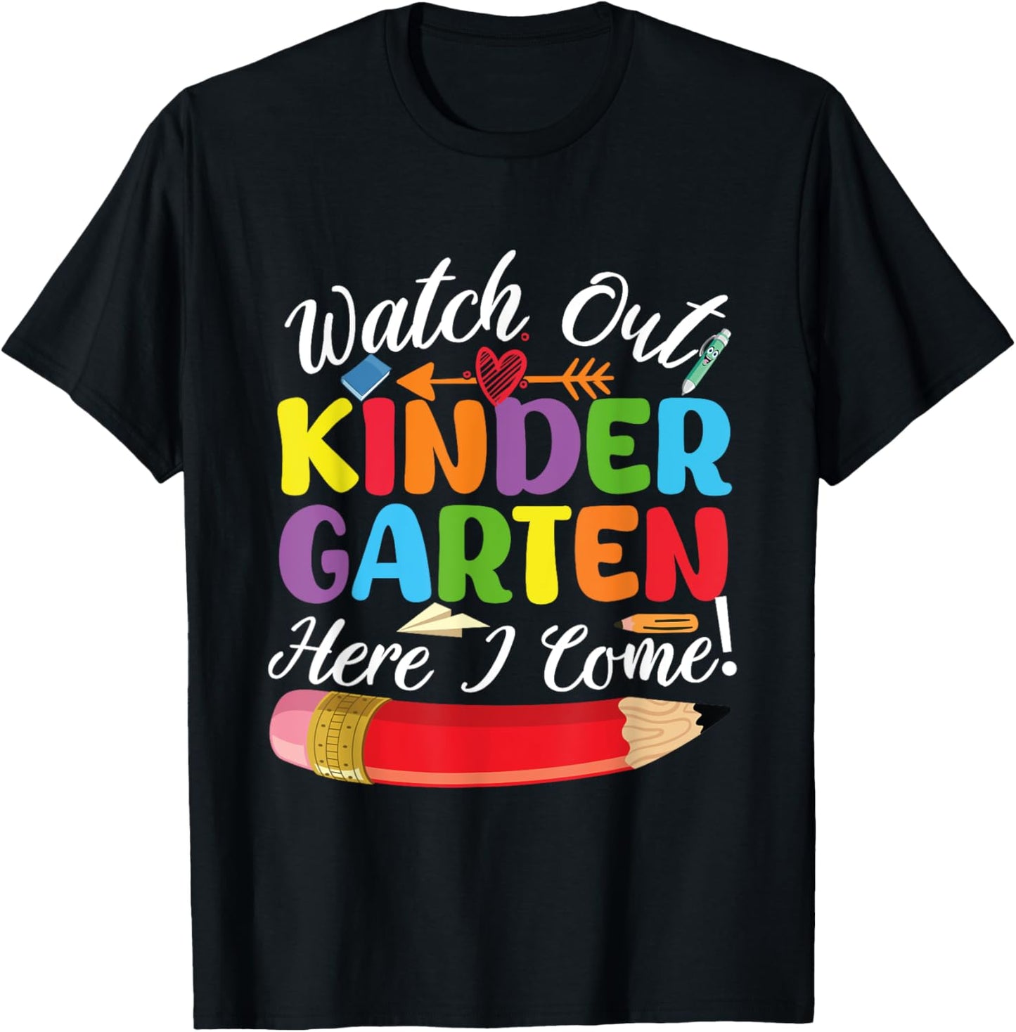Watch Out Kindergarten Here I Come Kids Back To School Tee by TeeBrew