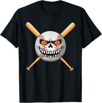 Spooky Baseball bats player Halloween Pumpkin Costume T-Shirt