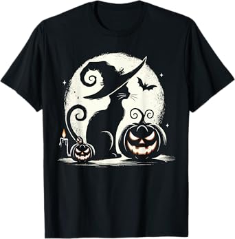 Black Cat Halloween Cat Lovers T-Shirt