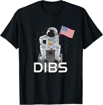 Moon Landing 50th Anniversary Funny Dibs Astronaut USA Flag T-Shirt
