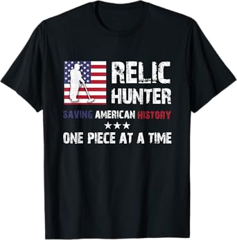 Relic Hunter Metal Detector Treasure Hunting US Flag Gift T-Shirt