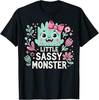 Kids Little Sassy Monster Halloween Costumes Toddler Girls T-Shirt