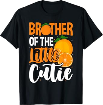 Brother Little Cutie Baby Shower Orange 1st Birthday Party T-Shirt