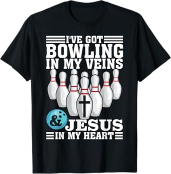 Funny Bowling Gift For Men Women Cute Bowler And Jesus Love T-Shirt