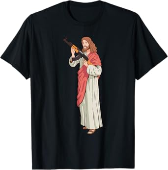 Jesus with Ak47 assault rifle. T-Shirt