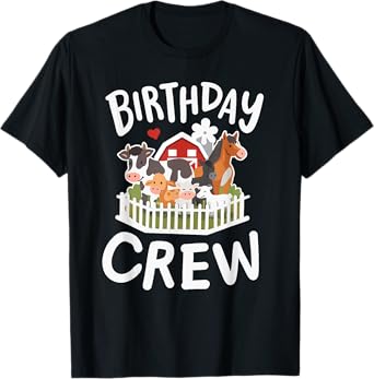 Birthday Crew Farm Animals Bday Matching Girls Boys Kids T-Shirt