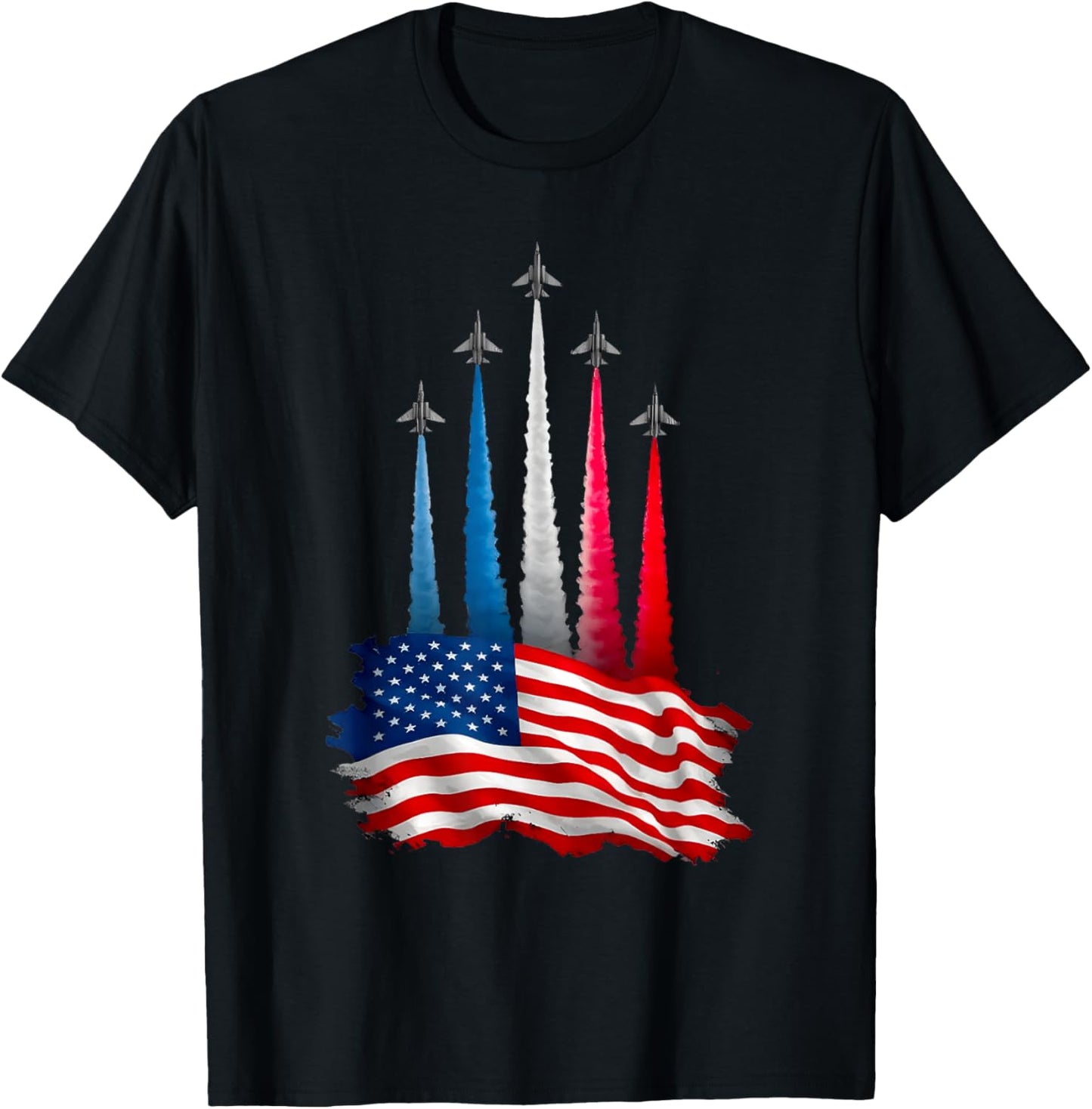 Independence Day American Flag Jet Planes Red White Blue T-shirt