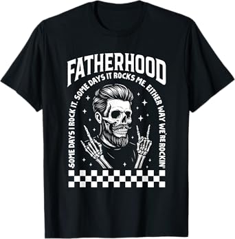 Papa Dad Life Men Fatherhood Skull Some Days I Rock It T-Shirt