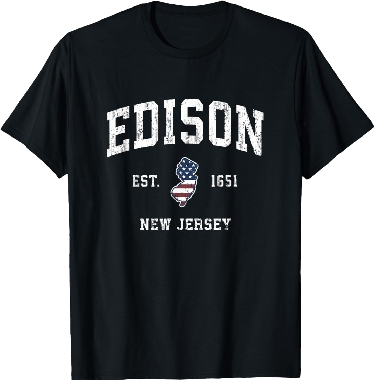 Edison New Jersey NJ Vintage American Flag Sports Design T-Shirt
