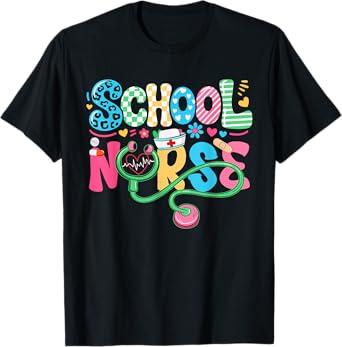 School Nurse Colorful Costume Back To School Nursing Job T-Shirt
