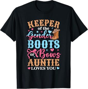 Boots Or Bows Auntie Loves You Gender Reveal Family Matching T-Shirt