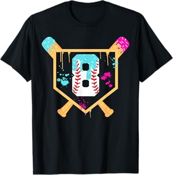 Baseball 8 Year Old Ice Cream Drip 8th Birthday Boy 8 T-Shirt