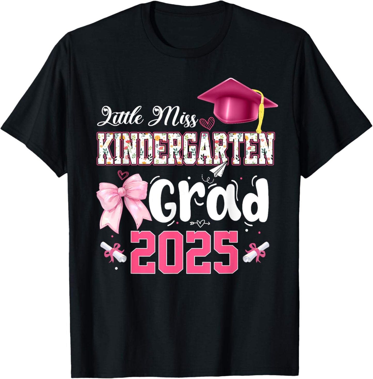 Little Miss Kindergarten Graduation Coquette Bow Graduate T-Shirt