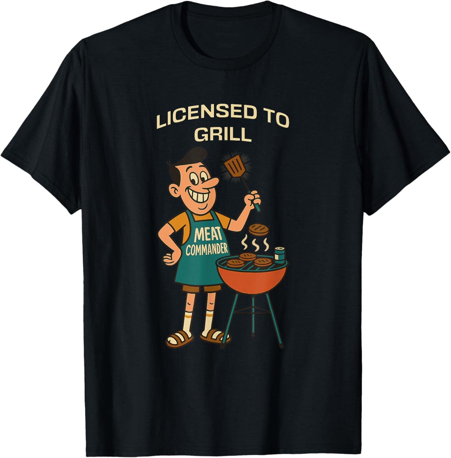 Licensed to Grill Fun Retro Style, Funny Dad - Mens Grilling T-Shirt