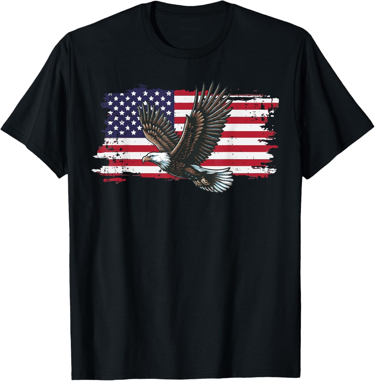 Distressed American Flag Eagle 4th Of July Women Men Kids T-Shirt