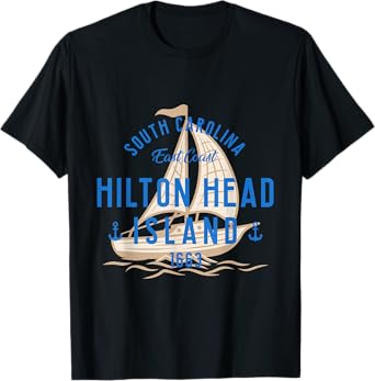 Vintage Sailboat Hilton Head South Carolina Marine Retro T-Shirt