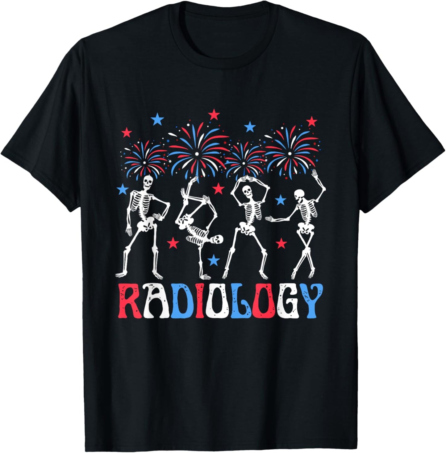 Dancing Skeleton Radiology X-ray Tech Patriotic 4th Of July T-shirt