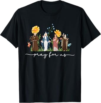 Catholic Saints Floral Women Religious Men Women Kids T-Shirt