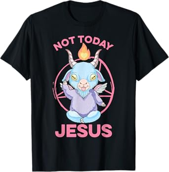 Pastel Goth Baby Baphomet Not Today Jesus Anime Nu Goth T-Shirt