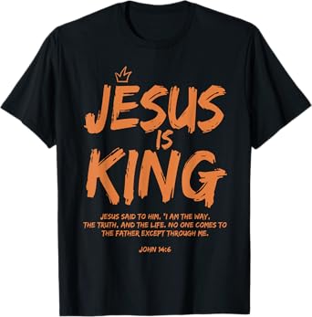 Jesus Is King Christian Cross God Faith Bible Religious T-Shirt