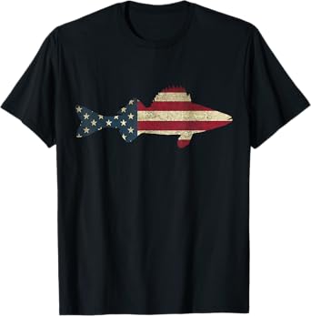 Walleye Fishing American Flag Zander Fisherman T-Shirt
