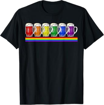 Beer Mugs Gay Lesbian LGBTQ Rainbow Flag Pride Human Rights T-Shirt