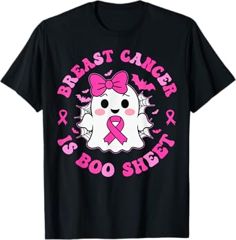 Groovy Breast Cancer is Boo Sheet Awareness Halloween Ghost T-Shirt