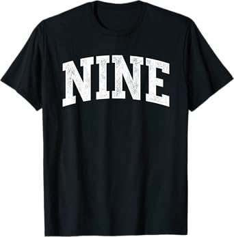 Nine Minimalist 9th Birthday Design 9-Year-Old T-Shirt