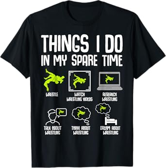 Wrestling Things I Do In My Spare Time Wrestler Boys Kids T-Shirt