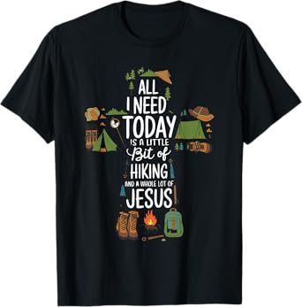 Hiking Jesus Christ Religion Christian Hiker Christianity T-Shirt