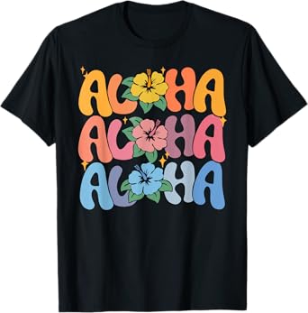 Aloha Hawaiian Summer Vacation Flower Hibiscus Kids Girl T-Shirt