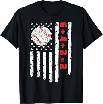 Baseball Inspired Math 6 4 3 2 Double Play Softball Game Tee T-Shirt