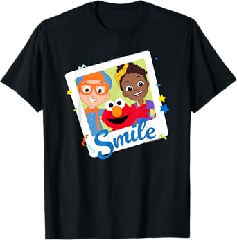 Blippi Sesame Street Smile Blippi Elmo & Meekah Polaroid T-Shirt