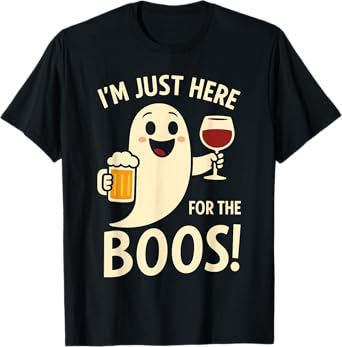 Funny Gift Halloween Shirt, Ghost Iโm Just Here for the Boos T-Shirt