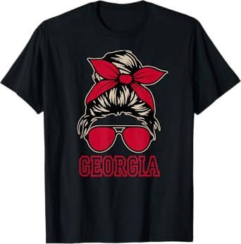 Georgia Women Girls Mom Messy Bun Hair. T-Shirt