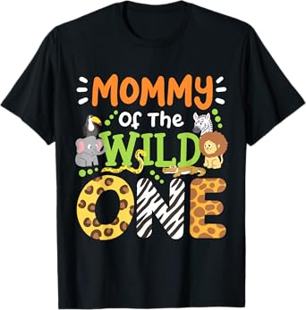 Mommy Of The Wild One Kids Boys Safari Zoo Birthday Family T-Shirt