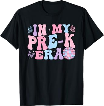 In My Pre K Era Groovy Back To School First Day Teacher Kids T-Shirt